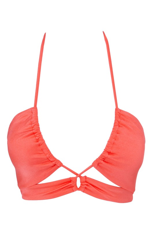 Bluepoint γυναικείο μαγιό bikini top μονόχρωμο με γυαλιστερό ύφασμα και σούρα 'Fashion Solids'-23066191-20