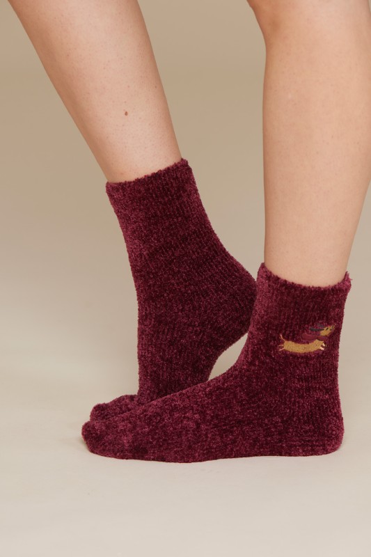 Noidìnotte γυναικείες αντιολισθητικές βελουτέ κάλτσες 'Happy Dog'-TR1011a