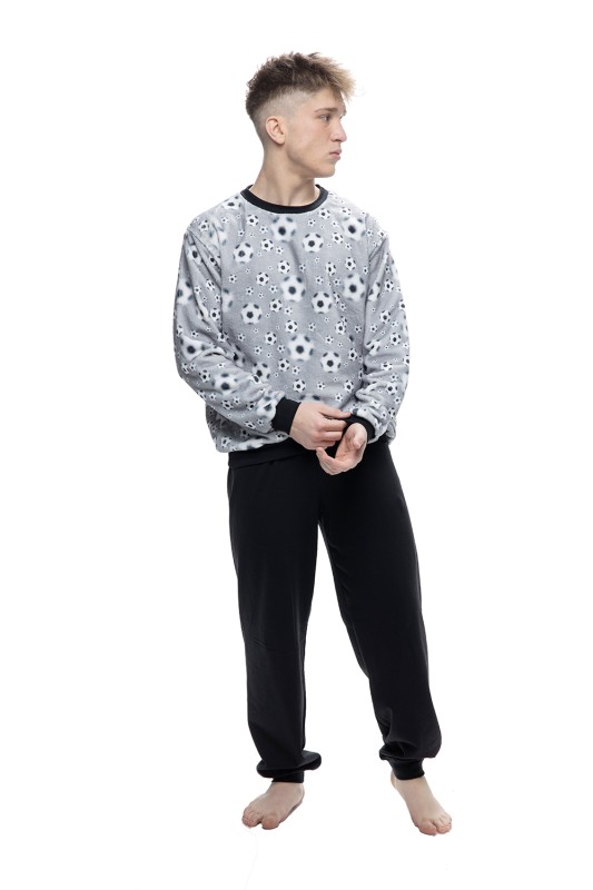 Galaxy ανδρική χειμερινή πυτζάμα μπουκλέ με φούτερ παντελόνι ''Football''-809-23