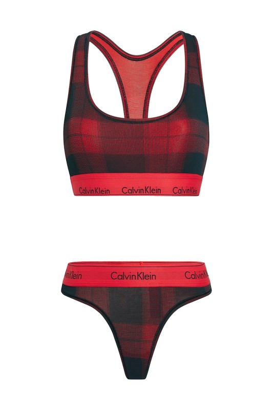 Calvin Klein γυναικεία εσώρουχα Bralette & Thong set modern cotton (Σετ)-QF6703A-74W