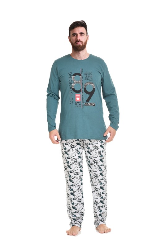 Gazzaz ανδρική πυτζάμα και παντελόνι με σχέδια ''89''-004117