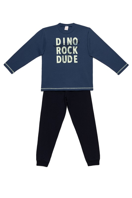 Minerva Παιδική χειμερινή βαμβακερή πυτζάμα "Dino Rock Dude" για αγόρια (4-10ετών)-62063-107