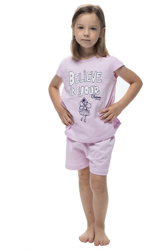 Galaxy Παιδική καλοκαιρινή βαμβακερή πυτζάμα για κορίτσι "Believe" (4-7ετών)-308-24