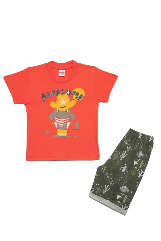 Minerva Παιδική καλοκαιρινή πυτζάμα για αγόρια "Awesome" με σορτσάκι (1-4 ετών)-61943-471