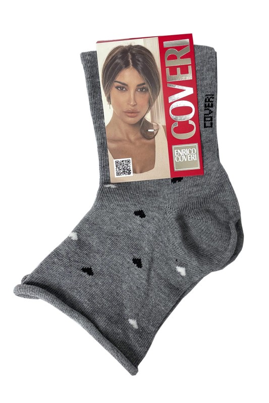 Enrico Coveri γυναικείες χειμερινές κάλτσες χωρίς λάστιχο με καρδούλες -LIFE-14ASS