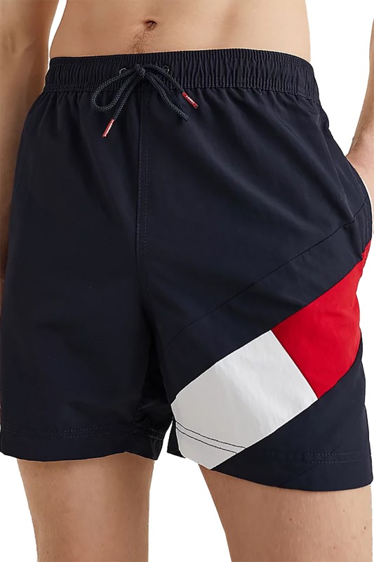 Tommy Hilfiger ανδρικό μαγιό flag mid length drawstring swim shorts-UM0UM02048-DW5