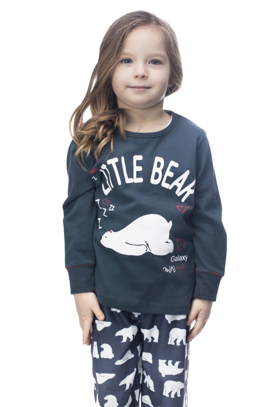 Galaxy Παιδική χειμερινή βαμβακερή πυτζάμα "Little Bear" για κορίτσια (1-7ετών)-115-22