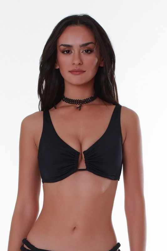 Bluepoint γυναικείο μαγιό bikini top δετό με άνοιγμα μπροστά ''Solids''-24066091-02