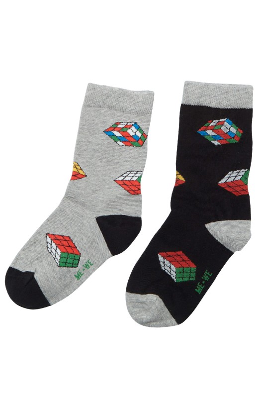 Mewe παιδικές κοντές κάλτσες με σχέδια (Συσκ. 2 ζεύγη)-3-0720c