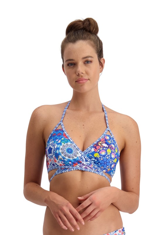 Piha Bikini Strappy Wrap Top Summerfest φλοράλ κρουαζέ- P1557SF