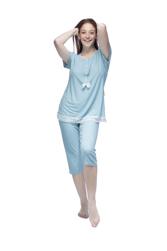 ZABOO Γυναικεία πυτζάμα με πατιλέτα και κάπρι παντελόνι-ZB1003