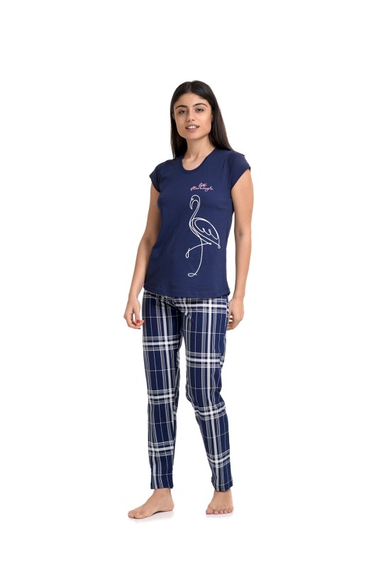 Vienetta γυναικεία βαμβακερή πυτζάμα με μακρύ παντελόνι "Let's Flamingle"-008207