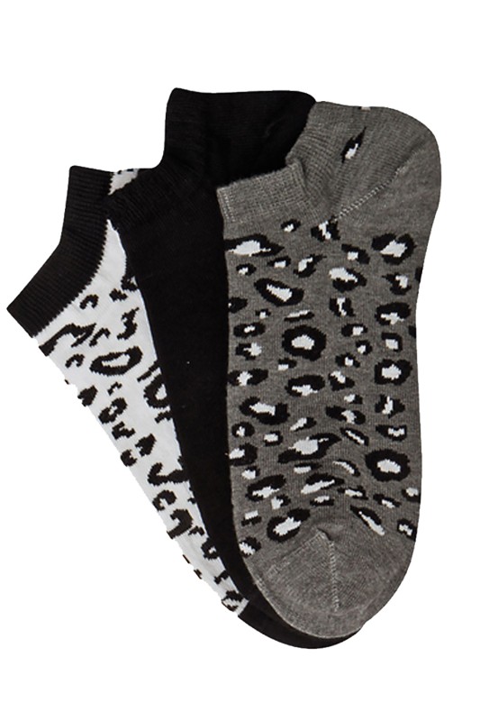 Mewe Γυναικείες κάλτσες κοφτές Animal Print (3 ζευγάρια)-1-0821f