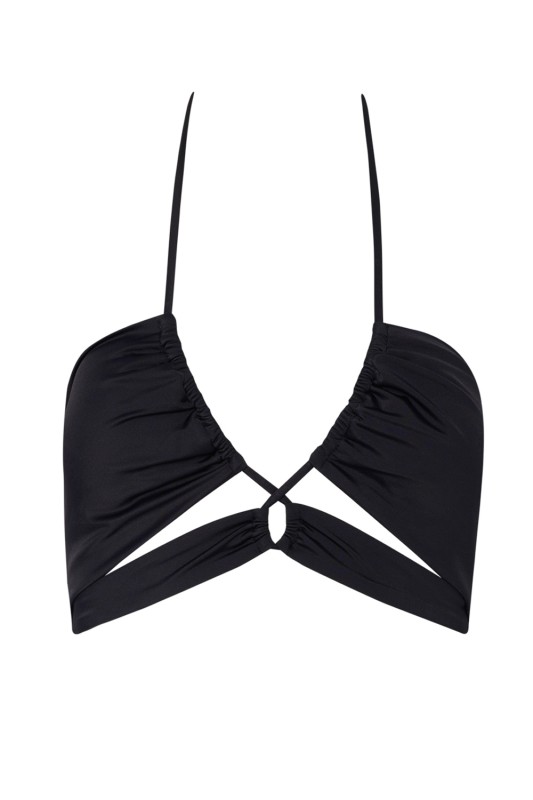 Bluepoint γυναικείο μαγιό bikini top μονόχρωμο με σούρα στο στήθος και ανοίγματα 23066091-02