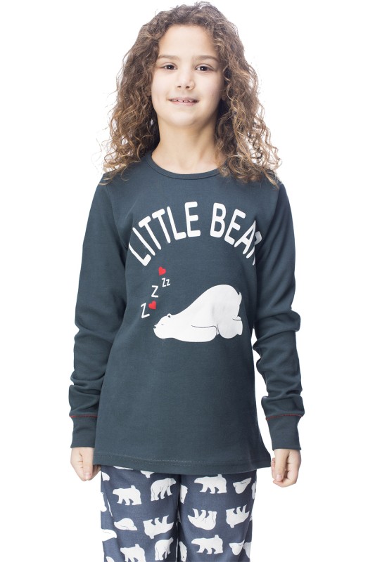 Galaxy Εφηβική χειμερινή βαμβακερή πυτζάμα "Little Bear" για κορίτσια (8-14ετών)-125-22