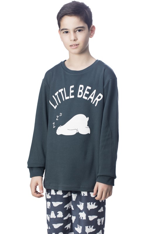 Galaxy Εφηβική χειμερινή βαμβακερή πυτζάμα "Little Bear" για αγόρια (8-14ετών)-135-22