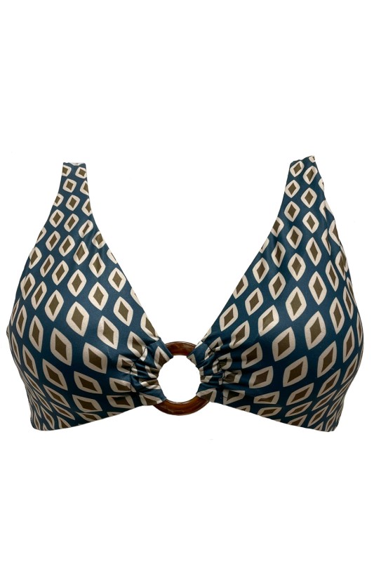 Blu4u γυναικείο μαγιό bikini top τρίγωνο δετό με τιράντες (D cup) 'Modern Geometry'-23366072D-21