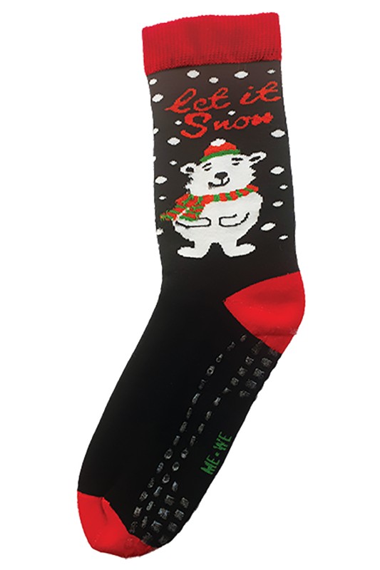 Mewe Ho Ho Ho Γυναικείες χριστουγεννιάτικες αντιολισθητικές κάλτσες "Let It Snow"-1-0615f