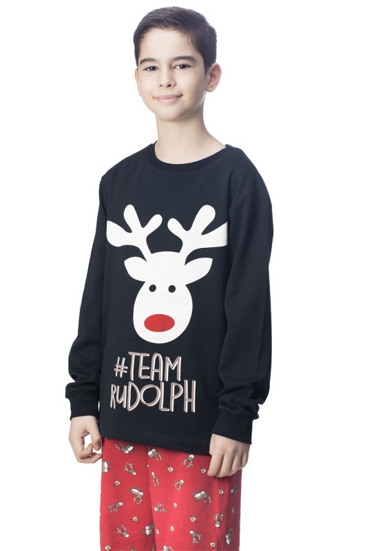 Galaxy Εφηβική βαμβακερή χριστουγεννιάτικη πυτζάμα "Team Rudolph" για αγόρια (8-14ετών)-131-22