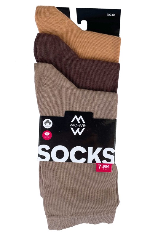 Mewe χειμερινές γυναικείες κάλτσες μονόχρωμες (Συσκ. 3 ζεύγη)-1-2509d