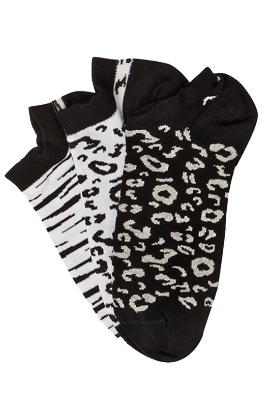 Mewe Γυναικείες κάλτσες κοφτές Animal Print (3 ζευγάρια)-1-0821b