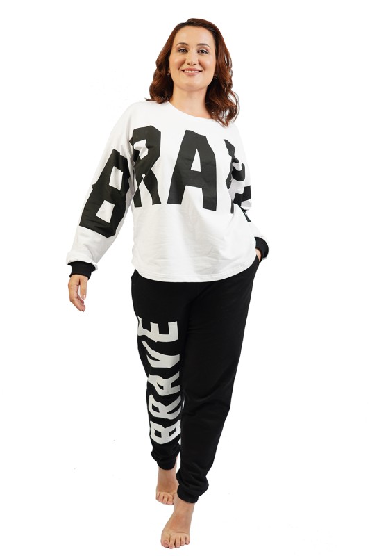 Vienetta Γυναικεία χειμερινή βαμβακερή φούτερ πυτζάμα "Brave" Plus Size (1XL-3XL)-105232c