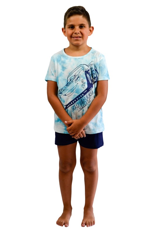 Galaxy παιδική καλοκαιρινή κοντομάνικη βαμβακερή πυτζάμα με σορτς για αγόρια (2-7 ετών)-303-22