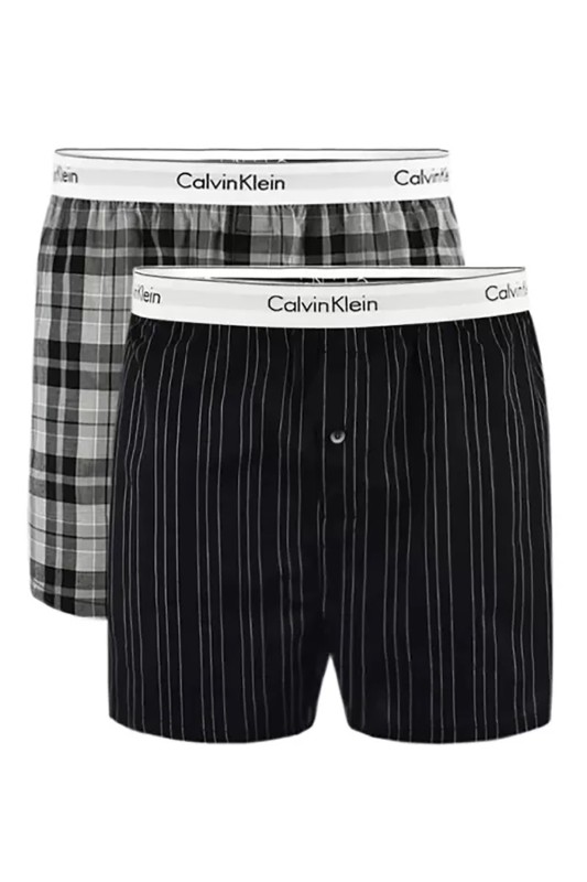 Calvin Klein Ανδρικά βαμβακερά (ποπλίνα) Slim Fit Boxers (Συσκ. 2 τεμαχιών)-NB1396A-JKZ