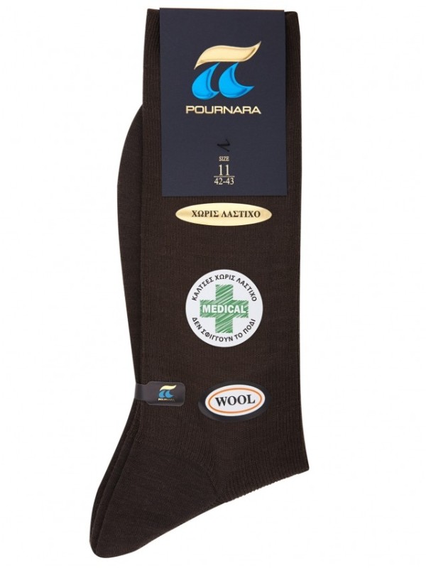 Pournara Ανδρική μάλλινη κάλτσα χωρίς λάστιχο RIB- 183