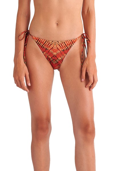 Blu4u γυναικείο μαγιό bikini σλιπ δετό με lurex ύφασμα ''Red Fan''-25365210-20