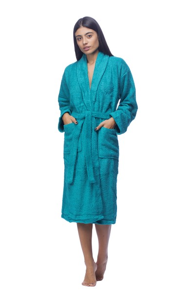 Μπουρνούζι βαμβακερό Unisex με γιακά και ζώνη-F2201