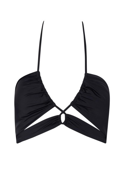 Bluepoint γυναικείο μαγιό bikini top μονόχρωμο με σούρα στο στήθος και ανοίγματα 23066091-02