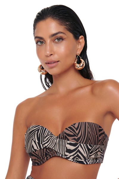 Bluepoint γυναικείο μαγιό bikini top strapless με μεταλλικό κούμπωμα ''African Queen'' (D Cup) -24066015D-18