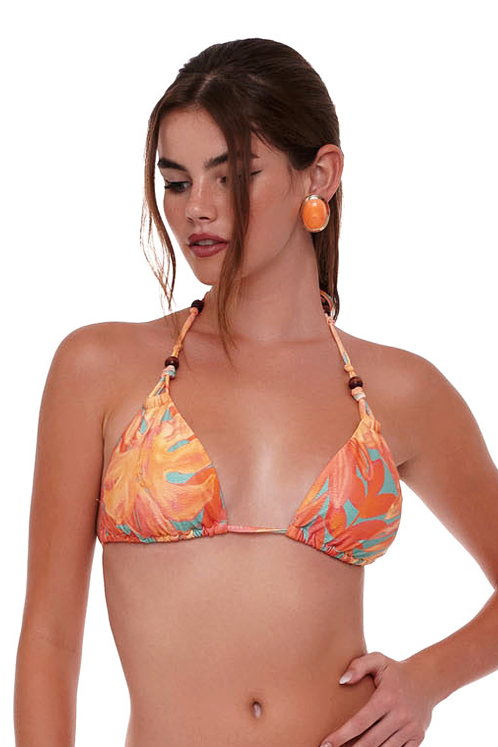 Bluepoint Γυναικείο μαγιό bikini τρίγωνο top δετό ''Orange Crush''-24066073-13