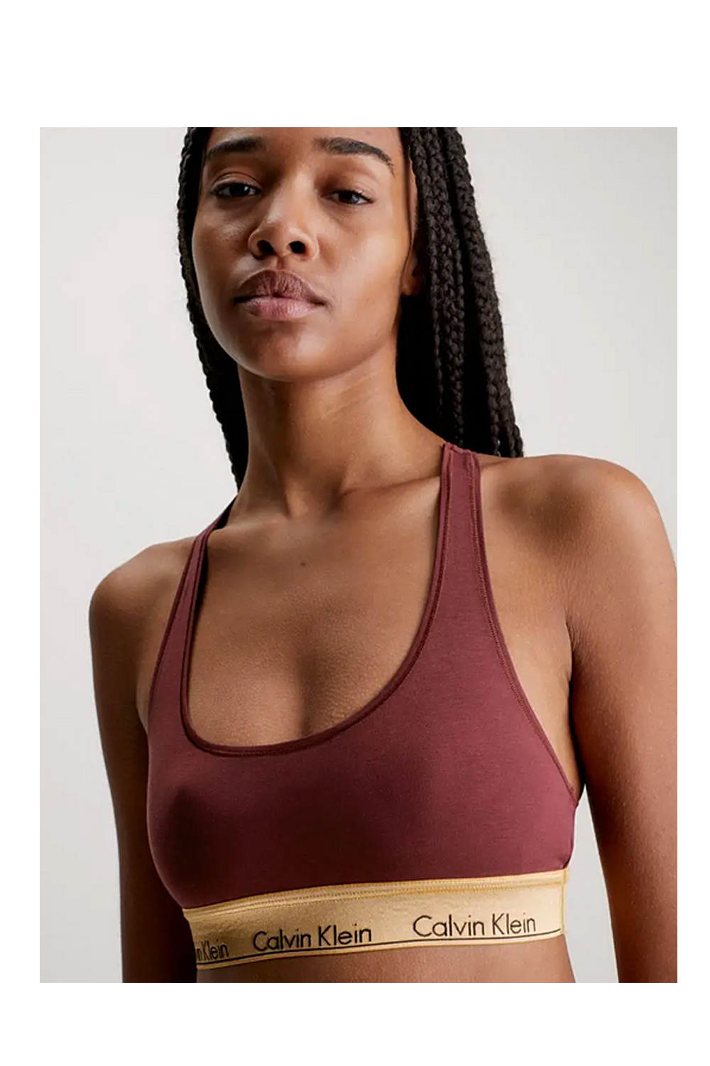 Calvin Klein αθλητικό μπουστάκι Bralette Modern Seamless με χιαστί πλάτη-QF7445E-GEX