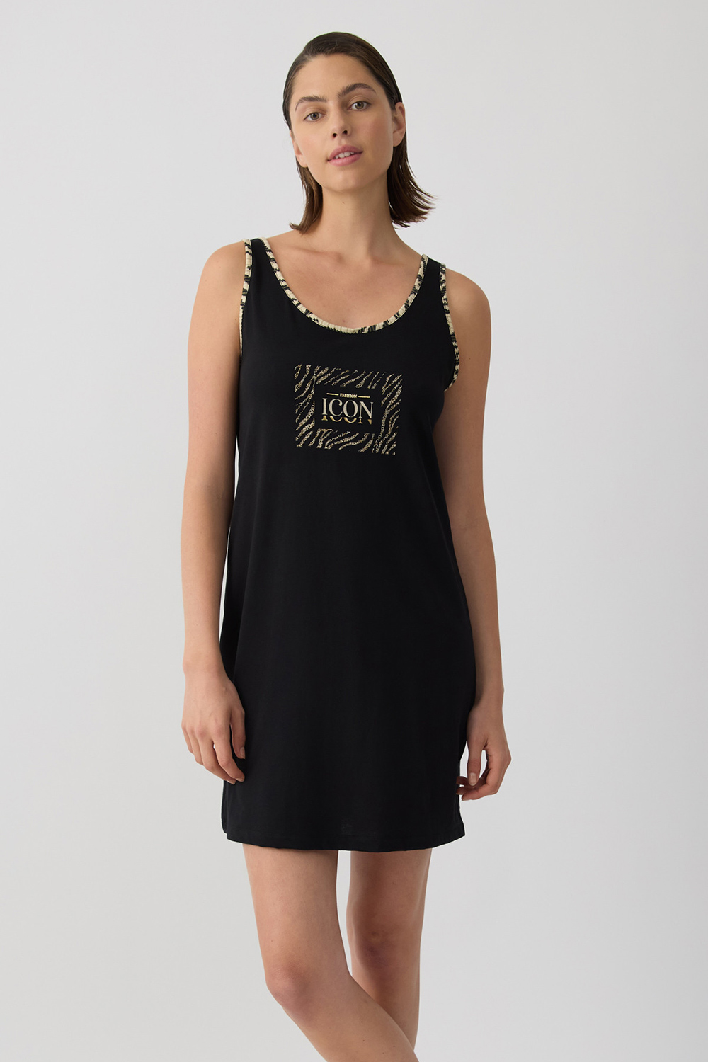 Minerva γυναικείο νυχτικό με φαρδιά τιράντα από Tencel™ Modal ύφασμα "Zebra"-53279-45