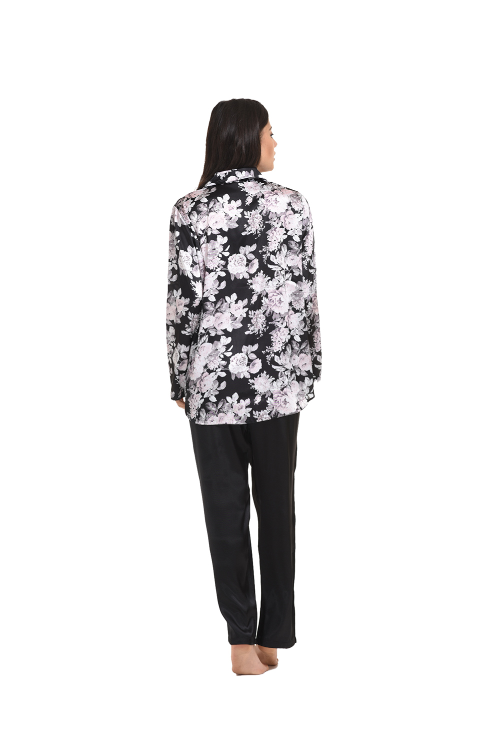Vienetta Γυναικεία σατέν πυτζάμα κουμπωτή floral (Plus Size 1XL-3XL)-160815