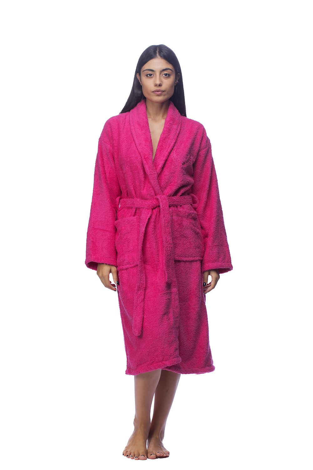 Μπουρνούζι βαμβακερό Unisex με γιακά και ζώνη-F2205