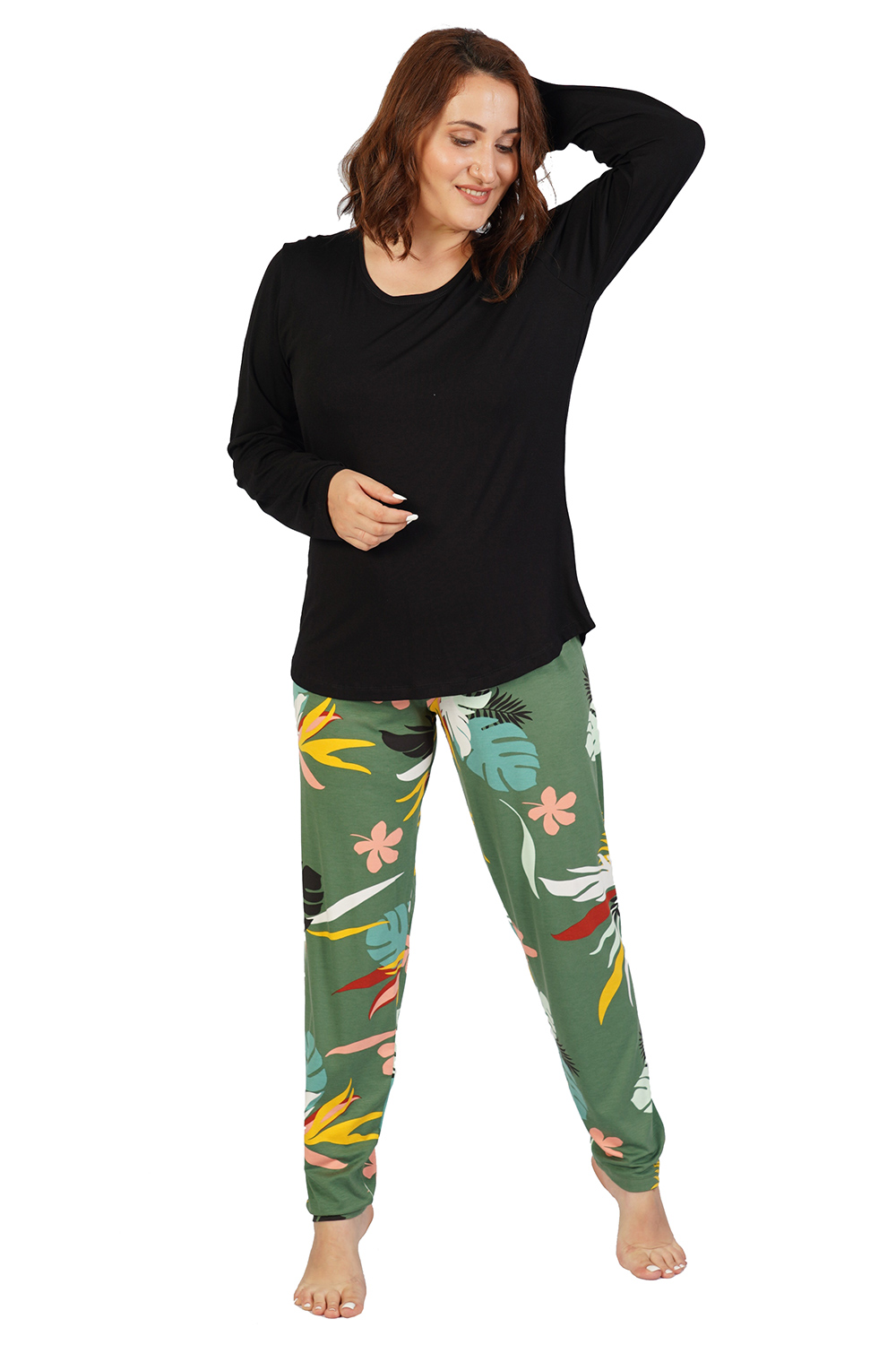 Vienetta Γυναικεία χειμερινή πυτζάμα Viscose Plus Size (1XL-4XL)-105212