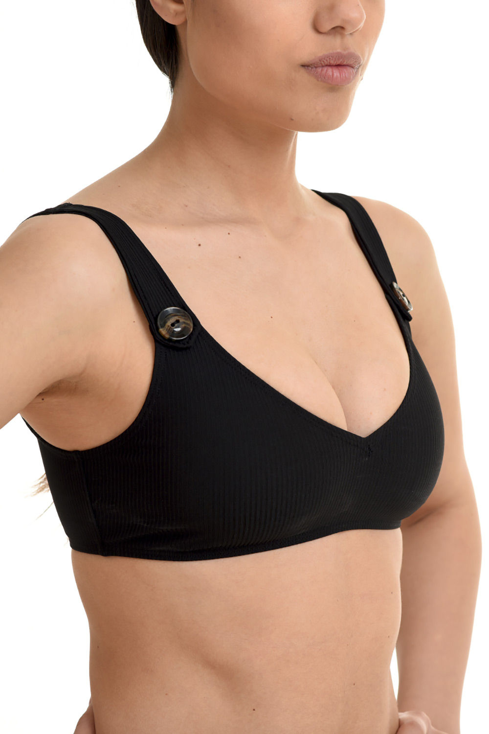 Blu4u Bikini Top Buttoned απο rib ύφασμα με κουμπιά- 2036600