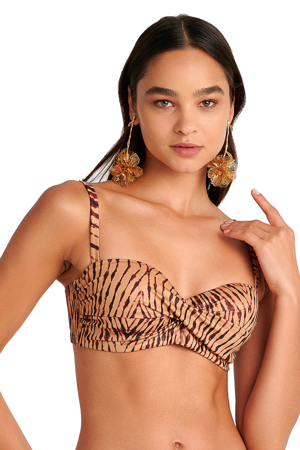 Blu4u γυναικείο μαγιό bikini top strapless με μπανέλα από lurex ύφασμα ''Red Fan'' (Cup D)-25366212D-20