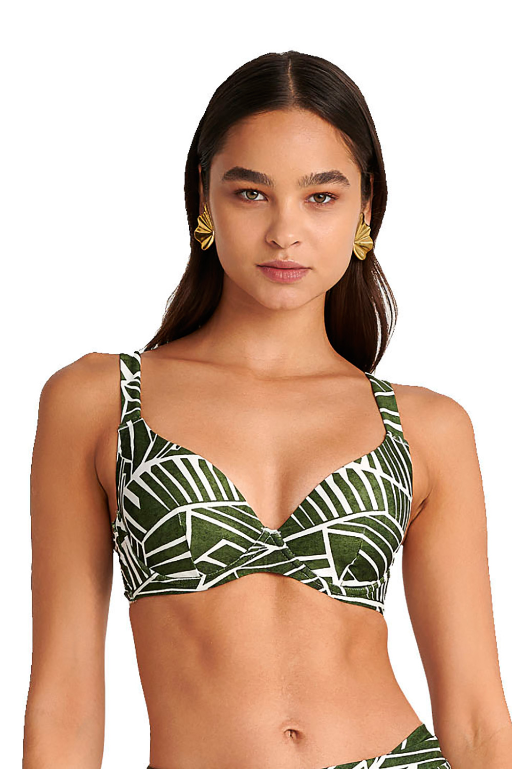 Blu4u γυναικείο μαγιό bikini top με μπανέλα και μεταλλικό κούμπωμα ''Amazon Stripes'' (Cup C)-25366114C-26