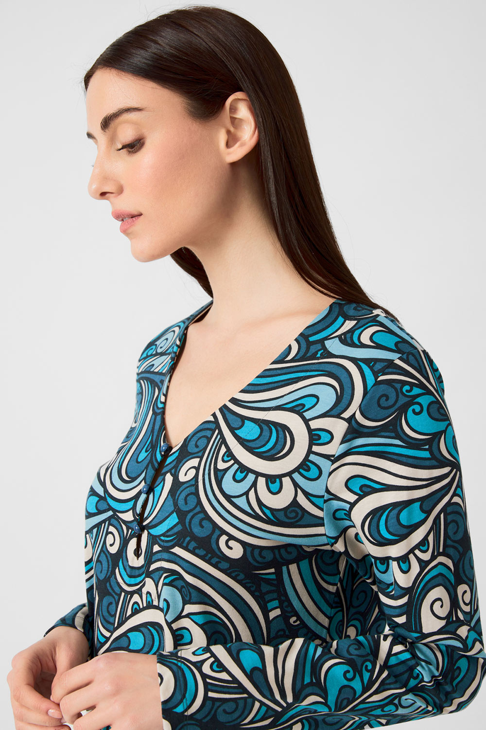 Minerva Γυναικείο χειμερινό νυχτικό Elegance TENCEL™ Modal με V λαιμόκοψη και πατιλέτα-53065-244