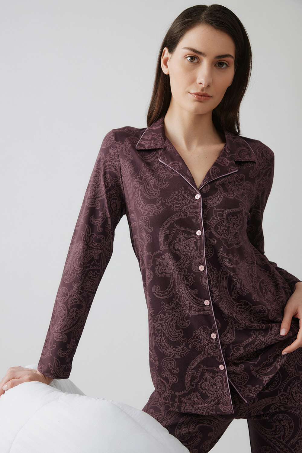 Minerva γυναικεία χειμερινή TENCEL™ modal κουμπτωτή πυτζάμα-52676-312