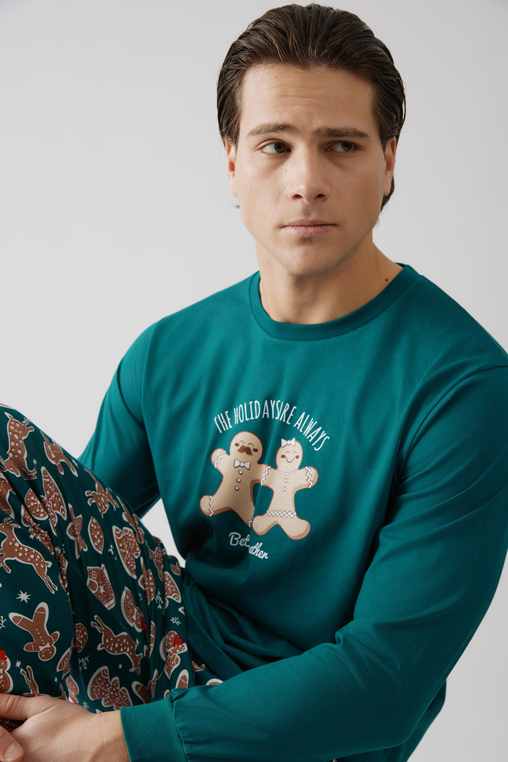 Minerva Unisex χειμερινή βαμβακερή χριστουγεννιάτικη πυτζάμα 