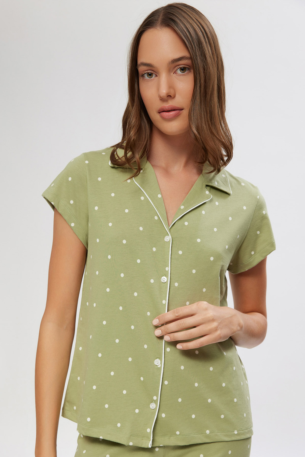 Minerva γυναικεία κάπρι πυτζάμα κουμπωτή από Tencel™ Modal ύφασμα-53169-285